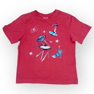 Hanna Andersson Space Themed Orange Cotton T-Shirt Short Sleeves Size Boy US 4